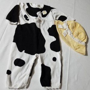 Gymboree Daisy The Cow 3-6 month used Romper & 0-6 month Hat.